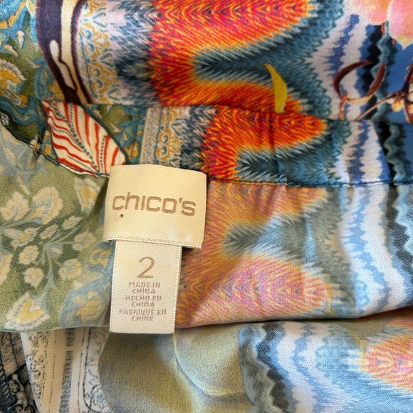 NEW Chico's Vibrant Multicolor Floral Off-The Shoulder Top 2 bohemian botanical - Picture 7 of 11